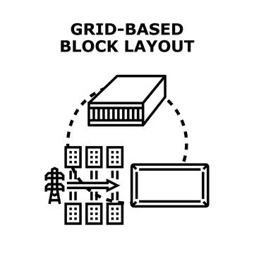 Grid based block layout structure development Stock Illustration