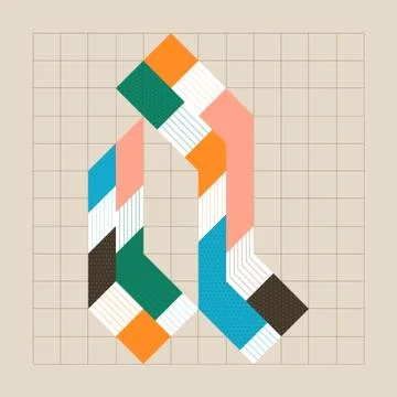 Grid based lettering design lowercase a Stock Illustration