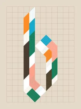 Grid based lettering design lowercase b Stock Illustration