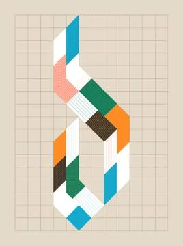 Grid based lettering design lowercase d Stock Illustration