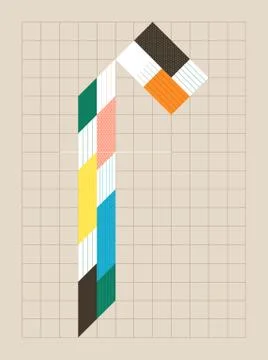 Grid based lettering design lowercase f Stock Illustration