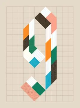 Grid based lettering design lowercase g Stock Illustration