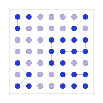 Grid-based node network with pathways 2D cartoon object Stock Illustration