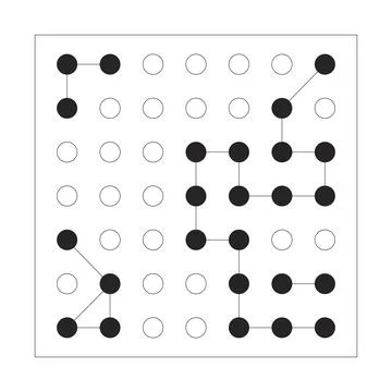 Grid-based node network with pathways 2D line object Stock Illustration