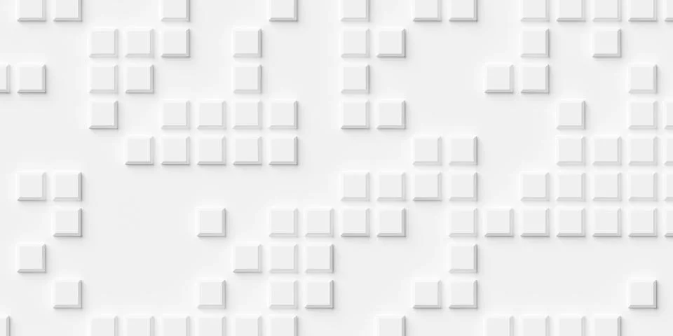 Grid of beveled offset white cube boxes or block background wallpaper banne.. Illustrazione stock