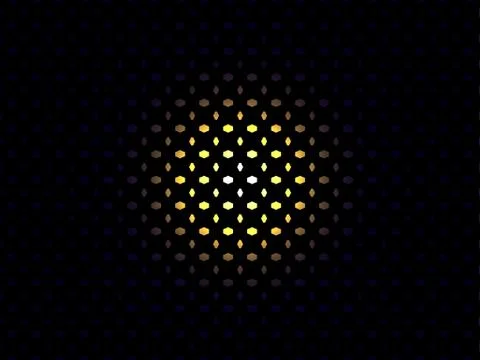 Grid black background circle glows. Light through holes in the mesh Stock Illustration