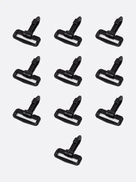 Grid of black zipper pull sliders Stock Photos