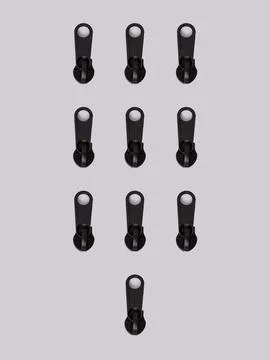 Grid of black zipper pull sliders variant two Stock Photos