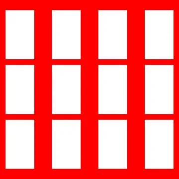 Grid of Blank White Rectangles on Red Background - Copy Space Concept Ilustração Stock