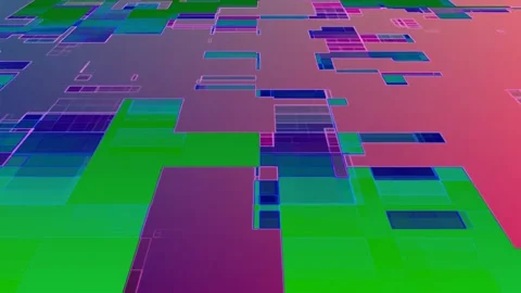 Grid Block Evolution - Perspective Depth Rectangle Planar Motion Graphic Stock Footage 301161271