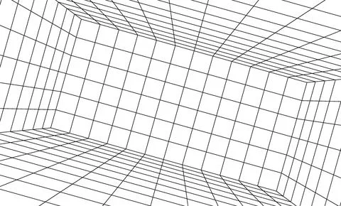 Grid box perspective 3d perspective digital background in white simple style. 스톡 일러스트