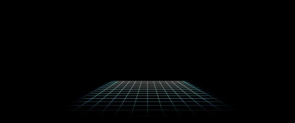 Grid box perspective 3d perspective digital background in cyan style. Cyberspace Stock Illustration