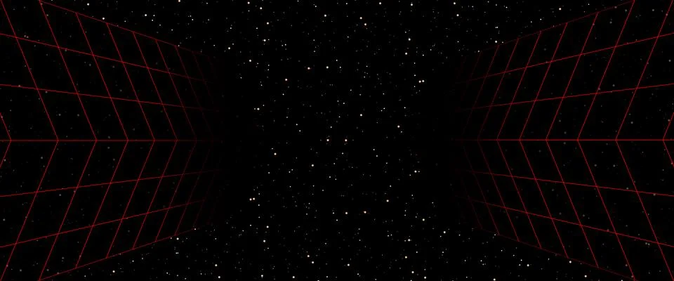 Grid box perspective 3d perspective digital background with space in red style. Stock Illustration