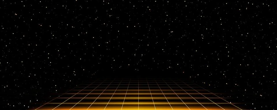 Grid box perspective 3d perspective digital background with space in gold s.. Stock Illustration