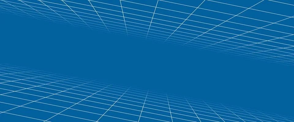 Grid box perspective 3d perspective digital background in blueprint style. Stock Illustration