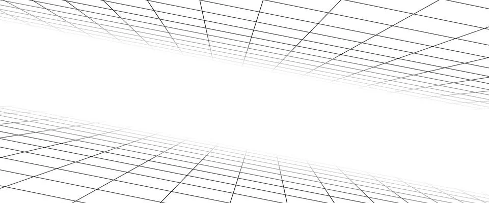 Grid box perspective 3d perspective digital background in white simple style. Illustrazione stock