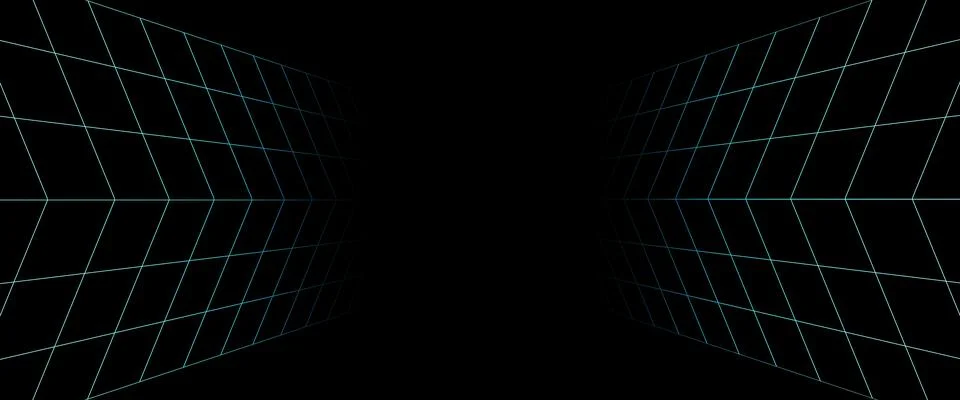 Grid box perspective 3d perspective digital background in cyan style. Cyberspace 스톡 일러스트
