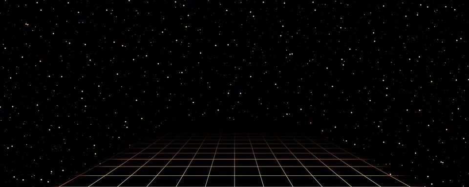Grid box perspective 3d perspective digital background with space in golden Illustrazione stock