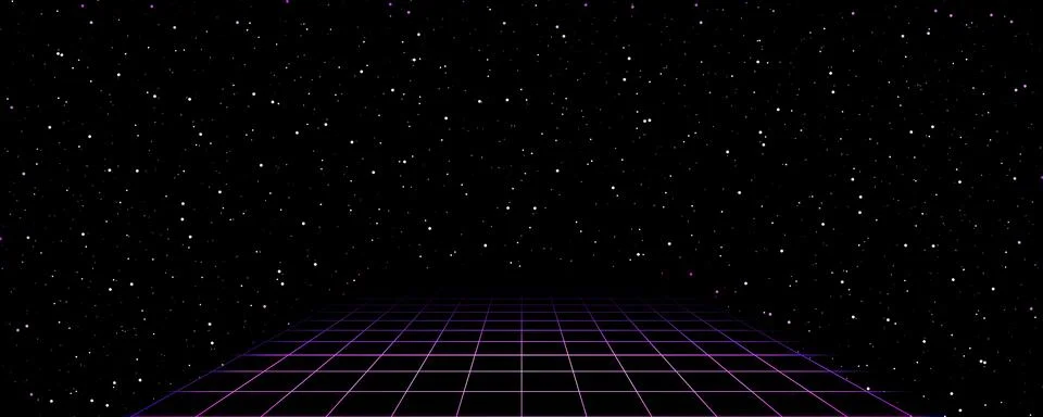 Grid box perspective 3d perspective digital background with space in purple Illustrazione stock