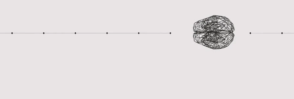 Grid brain line and dots panoramic Stock Illustration