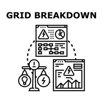 Grid breakdown and energy system failure concept Illustrazione stock