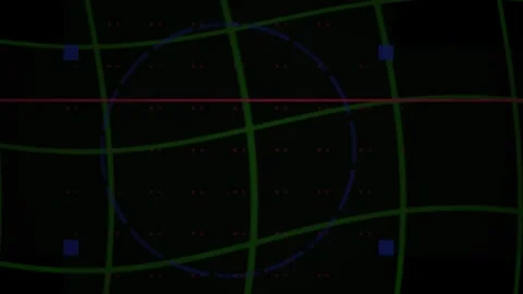 Grid Calibration Animation Showing Geometric Circle and Line Movement on Bl.. Stock Footage 343725253