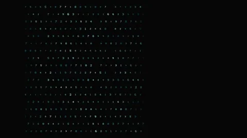 Grid of changing digital numbers animated on a black background Stock Footage 346663677