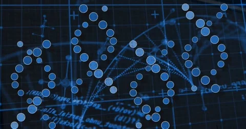 Grid code overlay sparking light-blue nodes shifting, connecting, pulsing Stock Footage 326891643