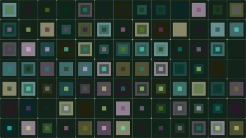 Grid of colorful concentric squares forms a sophisticated geometric data Stock Footage 344920833
