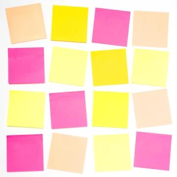 A grid of colourful blank sticky notes with copy space Stock Photos