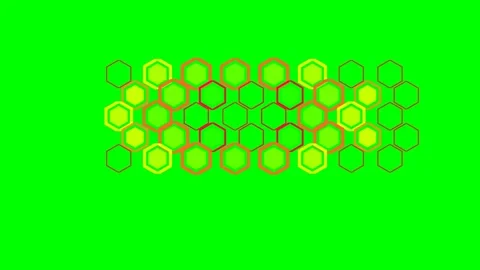 A grid of connected red hexagonal outlines set against a vibrant green screen Stock Footage 341839256