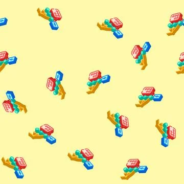 Grid connectivity electric isometric icon seamless pattern Stock Illustration