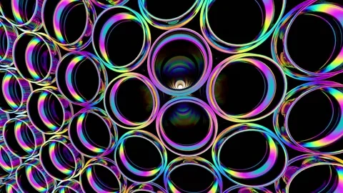 The grid, consisting of holographic circles, approaches the camera, then moves Stock Footage 155773431