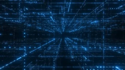 Grid, corner structure from glow particles. Illustrazione stock