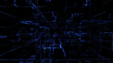 Grid, corner structure from glowing particles. Seamless loop motion background Stock Footage 142766339