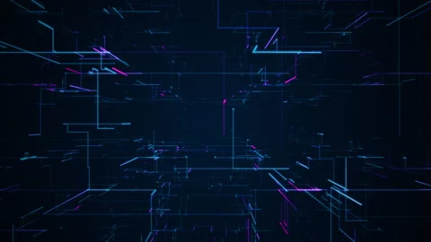 Grid, corner structure from glowing particles, lines. AI Data connection. C.. Stock Footage 346919565