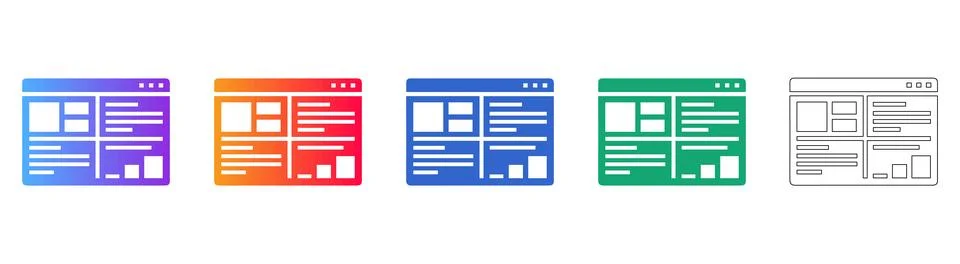 Grid Dashboard Analysis Icons Stockillustratie