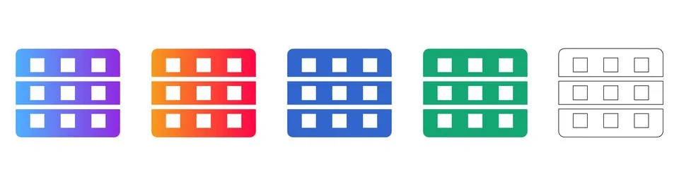 Grid Dashboard Icon Set for Data Organization Stock Illustration