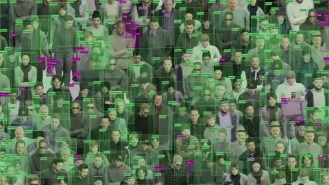 A grid for detecting objects using artificial intelligence. Stockbeeldmateriaal 320937719