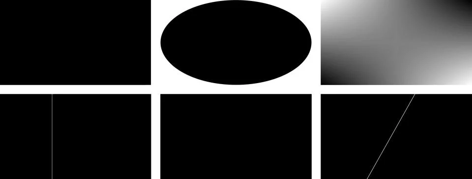Grid of different black and white geometric shapes and gradients, Minimal g.. 스톡 일러스트