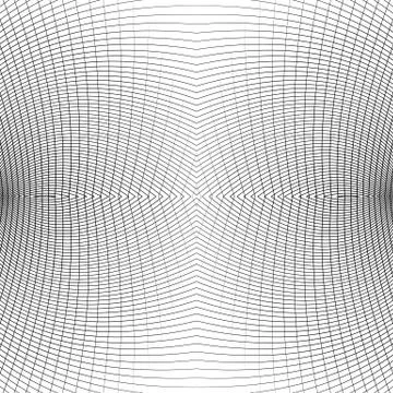 Grid of distorted dynamic lines. Repeatable. Curved lines geometric monochrom Illustrazione stock