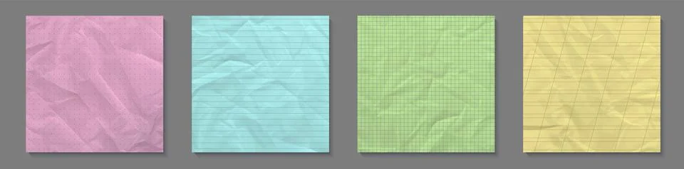 Grid dot, diagonal line, checkered education pattern. Crumple bg of notebook Illustrazione stock