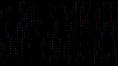 Grid of dots. Abstract neon matrix background with colored dots on black surface Stock Footage 150298289