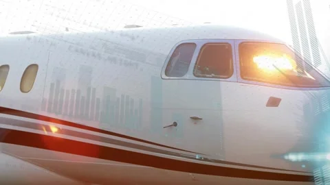 Grid emerging starting jet fuselage blue bloom sweeping bar chart rising Stock Footage 317206976