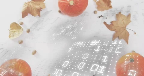 Grid emerging at third second on white cloth, binary digits pulsing before Stock Footage 317834624