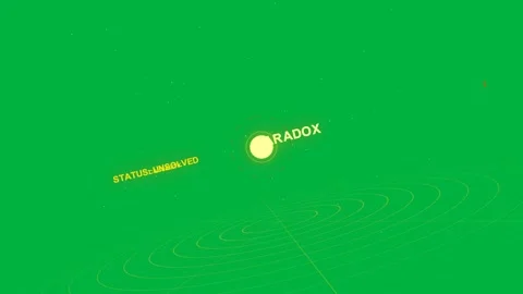 Grid emitting beam, HUD pulsing into PARADOX, showing STATUS UNSOLVED on 스톡 동영상 329531742