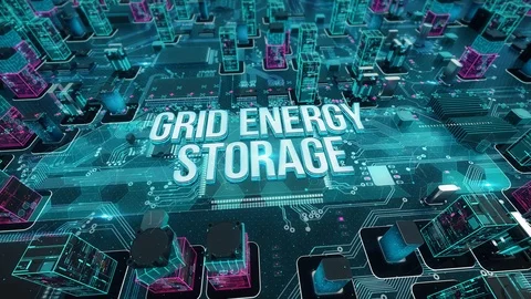 Grid energy storage with digital technology concept 库存影片 103482762