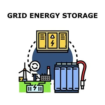 Grid energy storage system managing sustainable power flow Stock Illustration