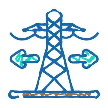 Grid expansion electric icon doodle illustration Stock Illustration