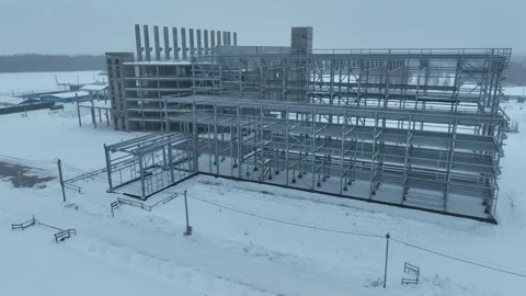 Grid of exposed concrete structures shapes future building Stock Footage 327806868